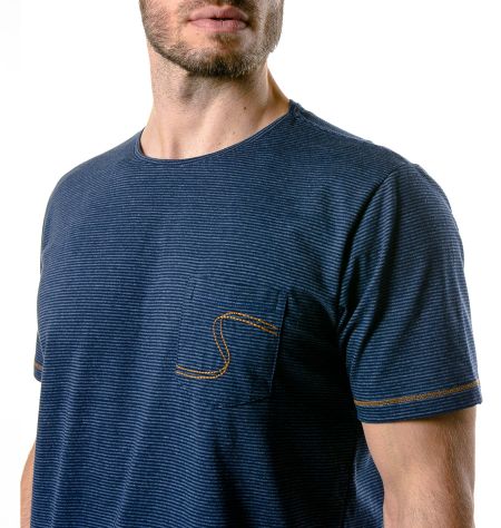 Camiseta Masculina Listrada Denim