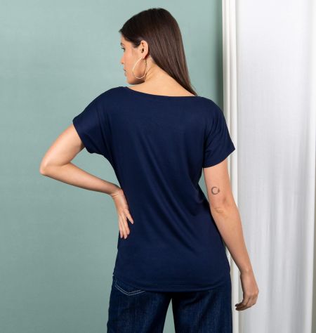 Blusa Básica Decote Canoa