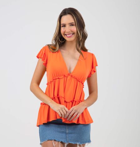 Blusa Com Babados E Frufru 