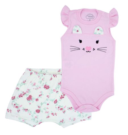  Conjunto Infantil Gatinha Bordada